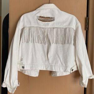 White Rhinestone denim jacket